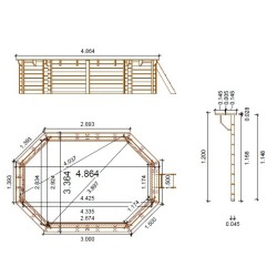Giada 486 - Piscina in legno 486 x 336 cm ottagonale