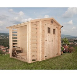 Casetta in legno AVA con legnaia  2,56 x 2,00 x h 2,18 m